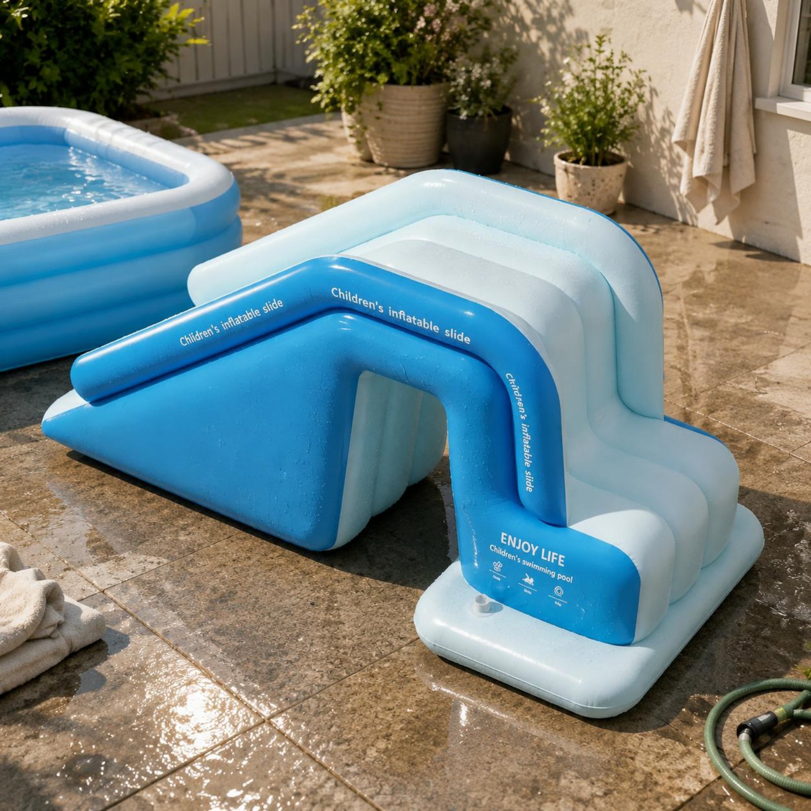 Kids Outdoor Water Park - Toboggan gonflable pliable pour piscine, parc