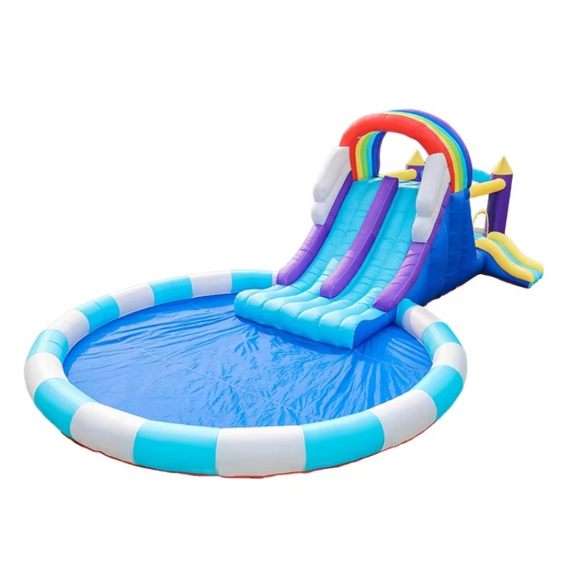 Kids Outdoor Water - Toboggan aquatique gonflable géant arc-en-ciel pour